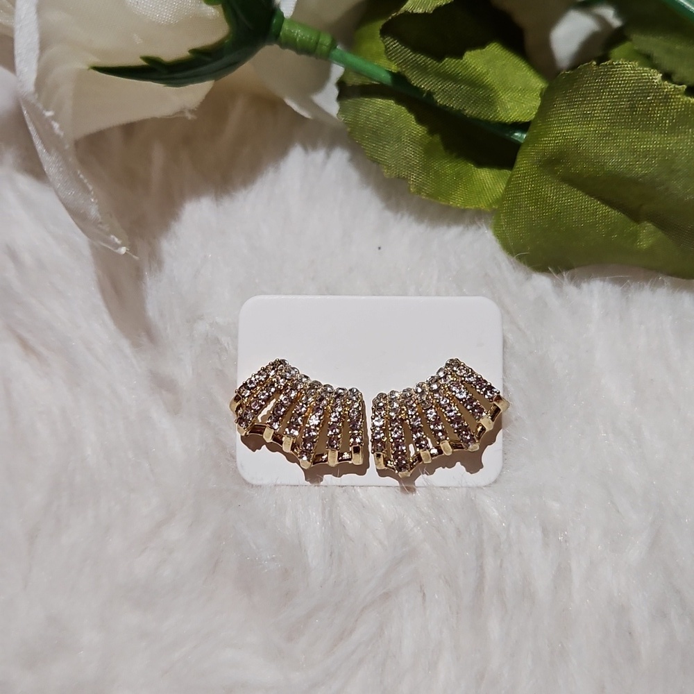 Gold Diamond Cuff Crystal Earrings